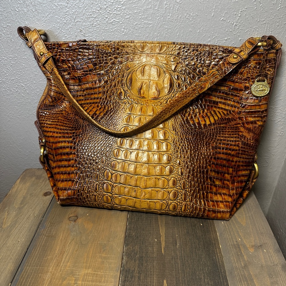 Brahmin shoulder bag, dark rum, leather